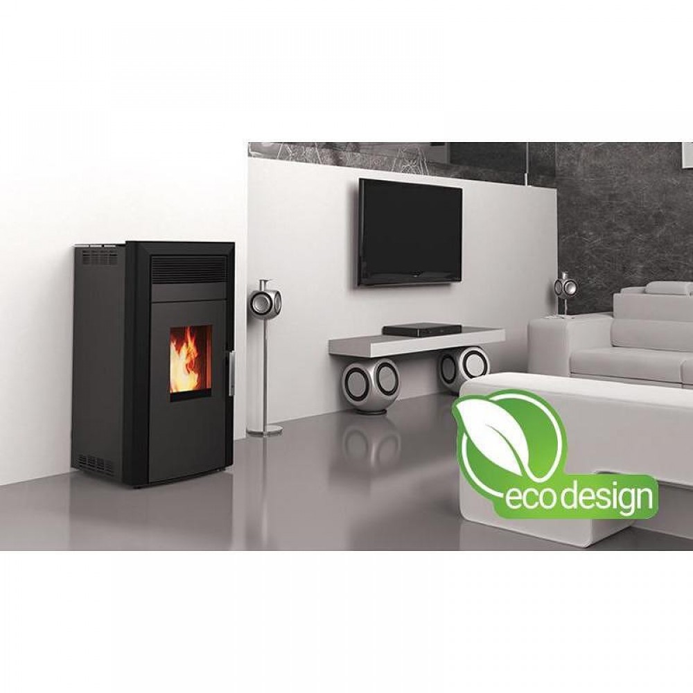 Pellet stove with back boiler Alfa Plam Commo 15 Black, 15kW | Pellet Stoves With Back Boiler | Pellet Stoves |