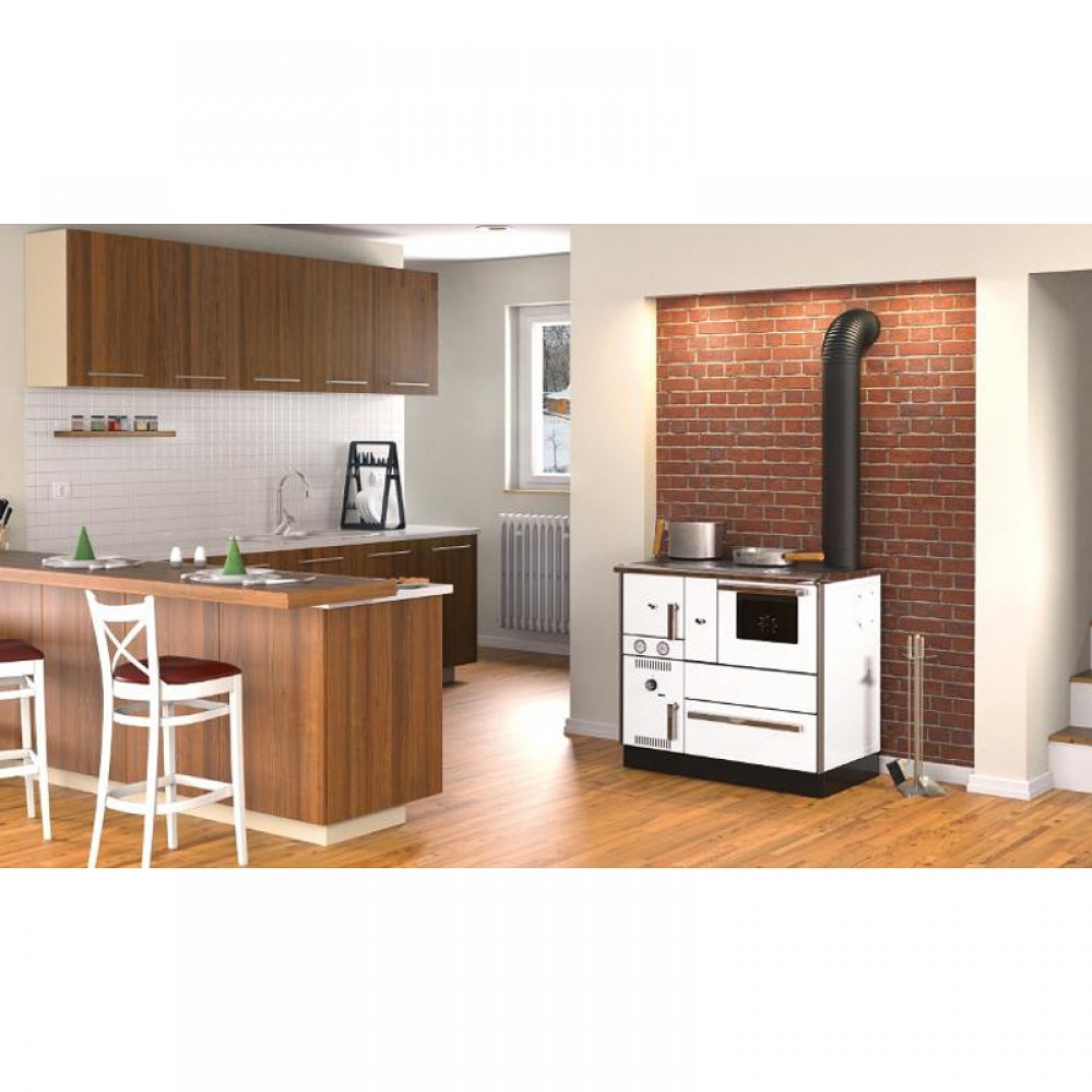 Wood cooker stove with back boiler Alfa Plam Alfa Term 27, White 27.56kW | Wood Cooker Stoves |  |