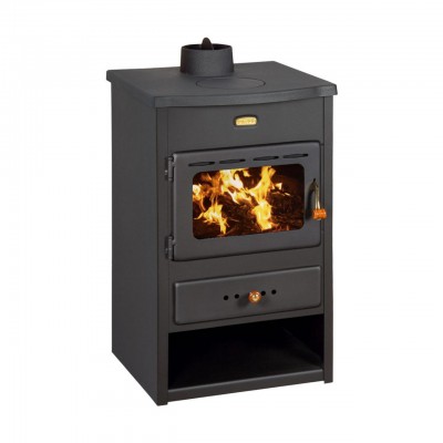 Multi Fuel Stove With Back Boiler Prity K1 CP W8 With Cast Iron Top, 13.1kW - Stoves