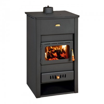 Wood Burning Stove With Back Boiler Prity K2 CP W13 With Cast Iron Top, 15kW - Prity