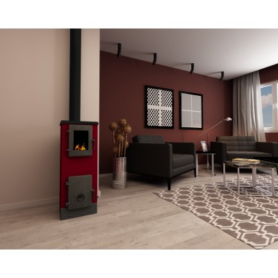 Wood burning stove Alfa Plam Vulkan S 4kW Red, Log - Product Comparison