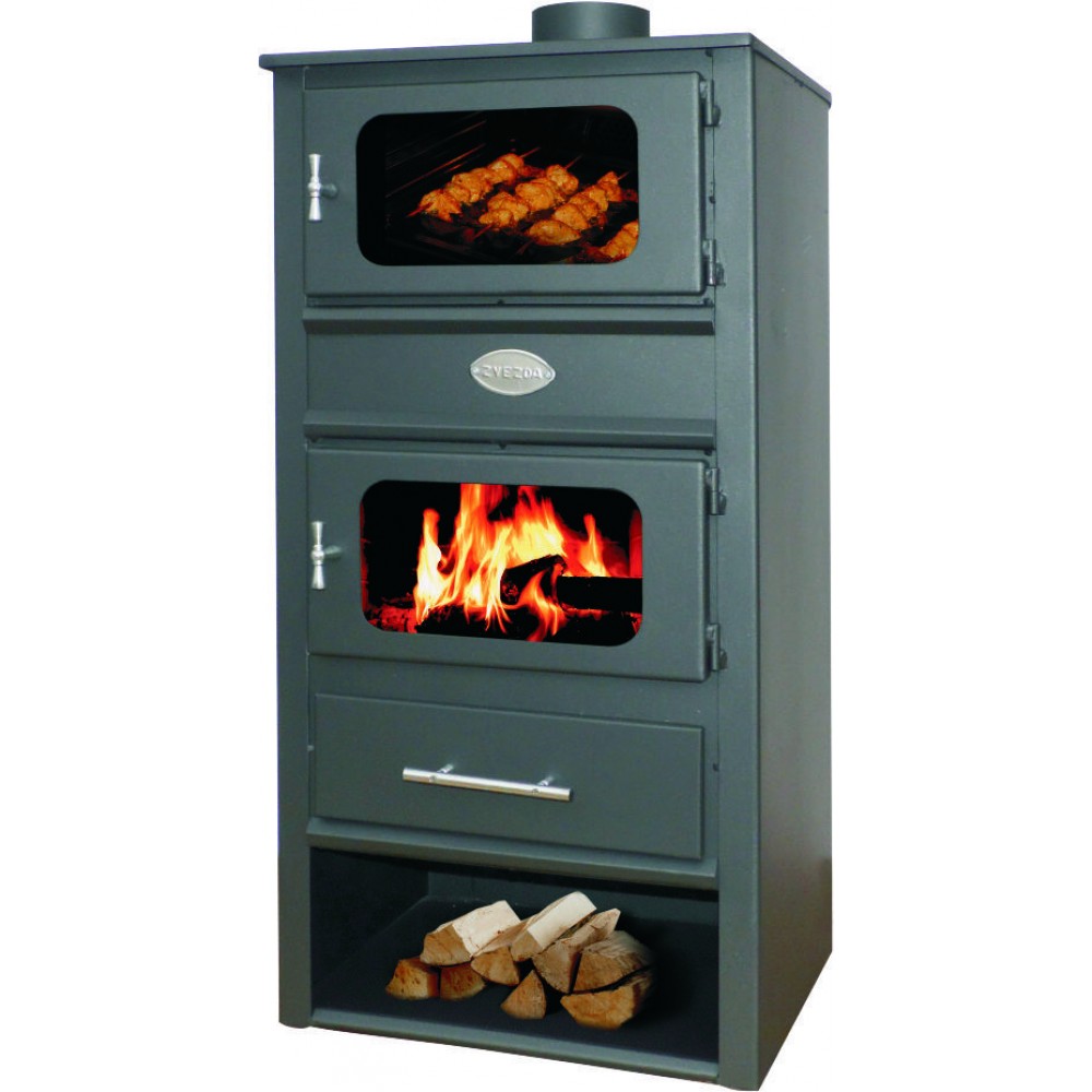 Wood burning stove with oven Zvezda MF, 10.6kW, Log