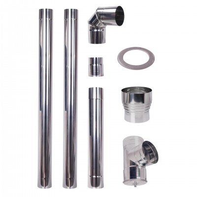 Flue kit for pellet stove, Stainless steel AISI 304, 80-120mm - Chimney