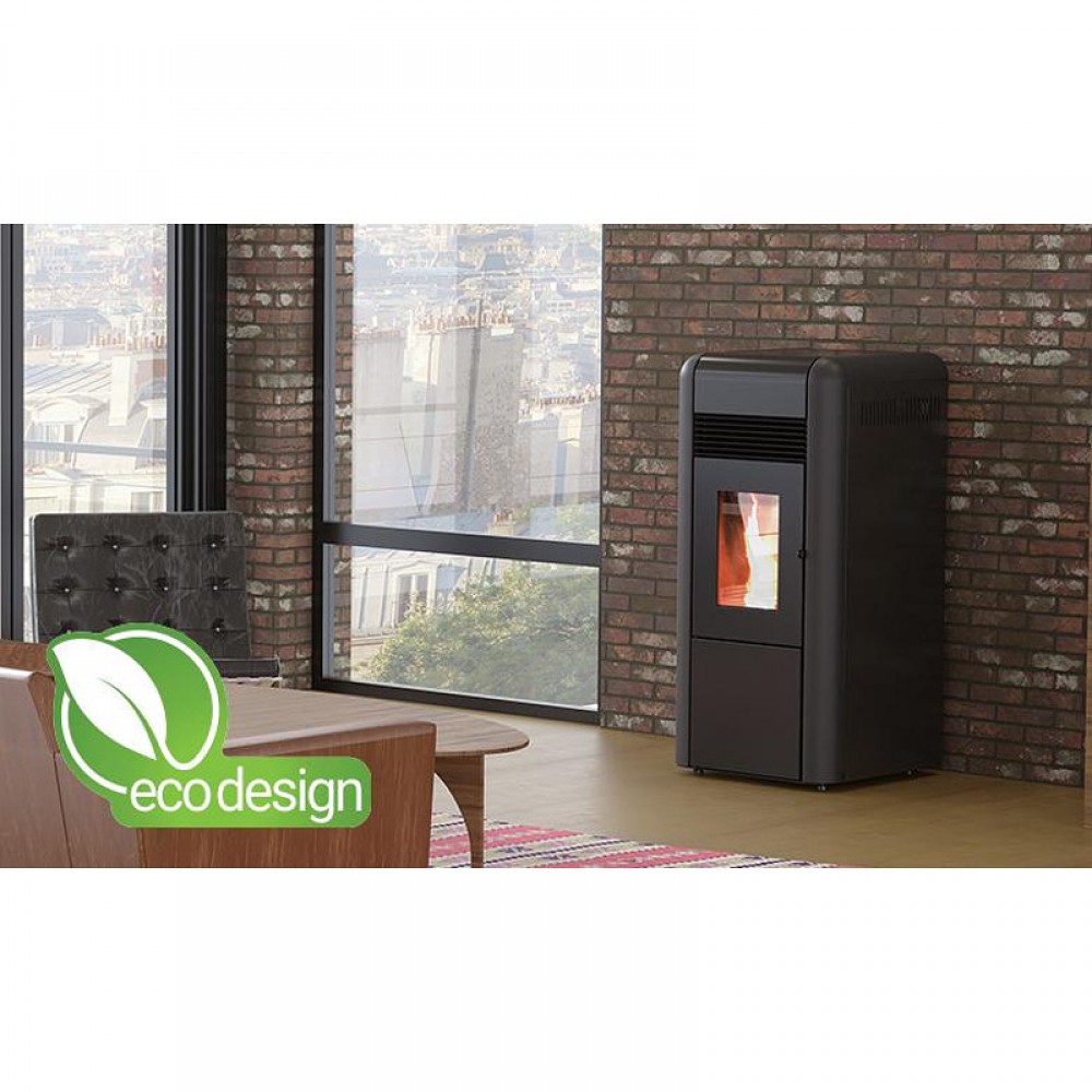 Pellet stove with back boiler Alfa Plam Dino Black, 17kW | Pellet Stoves With Back Boiler | Pellet Stoves |