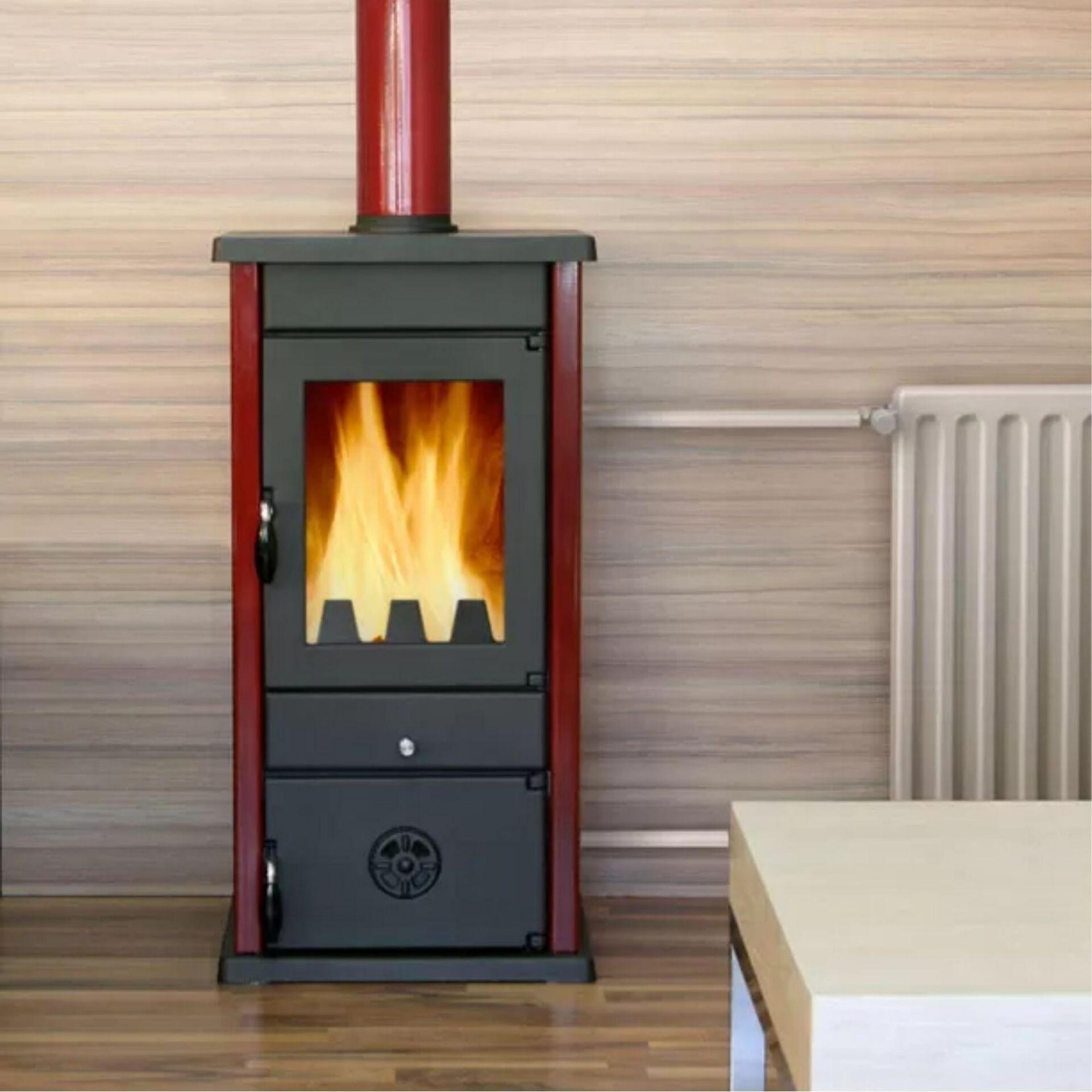 ᐉ Wood Burning Stove With Back Boiler MBS Thermo Vesta Red, 11.2kW