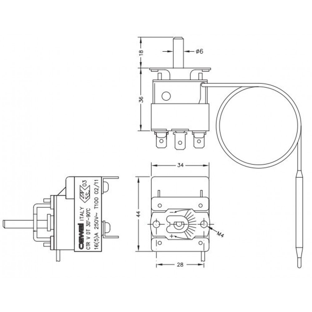 Capillary electromechanical thermostat Cewal, CTR | Thermostats | Control Devices |