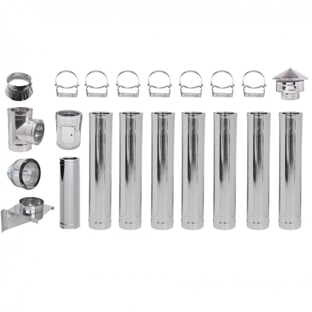 Flue kit Stainless steel Insulated Ф180 (inner diameter), 8.7m | Flue Kits | Chimney |