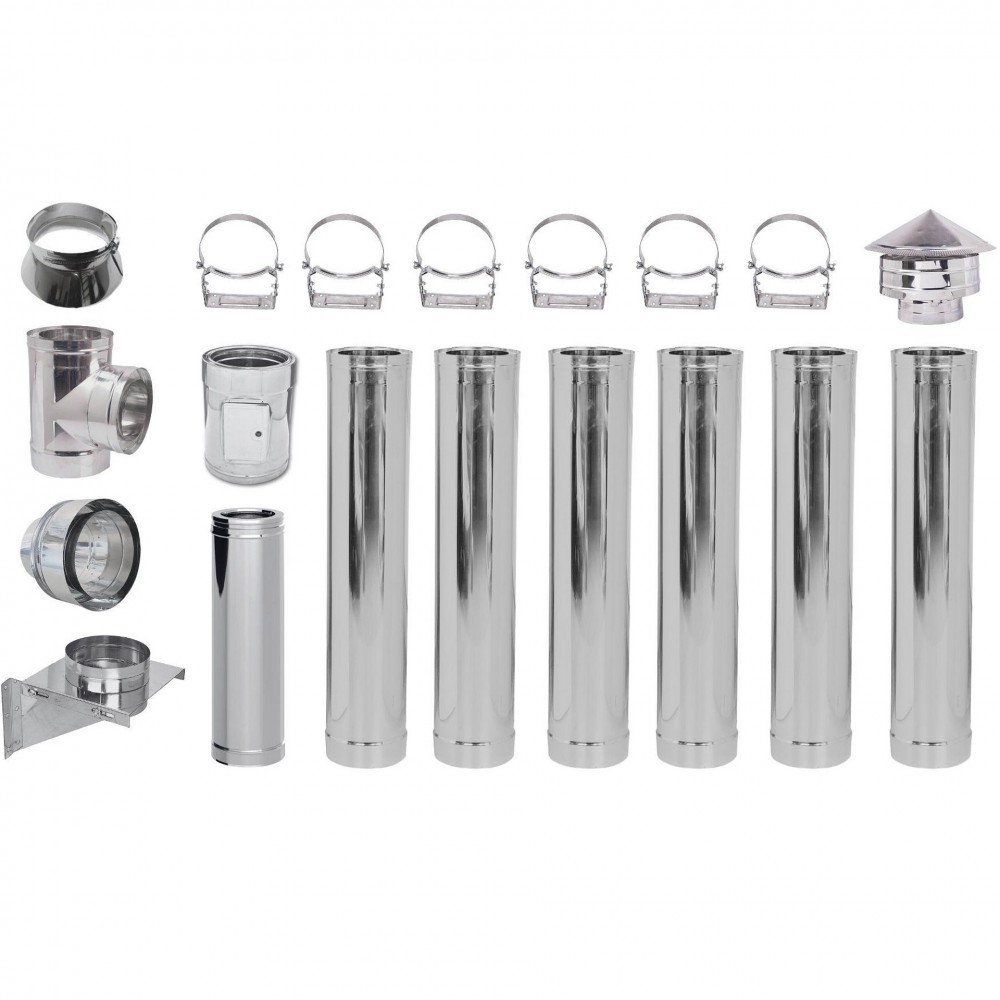 Flue kit Stainless steel Insulated Ф180 (inner diameter), 7.7m | Flue Kits | Chimney |