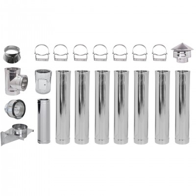 Twin Wall Flue System 200mm (8 inch), Insulated Stainless Steel, 8.7m - Product Comparison