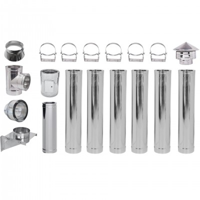 Twin Wall Flue System 200mm (8 inch), Insulated Stainless Steel, 7.7m - Product Comparison