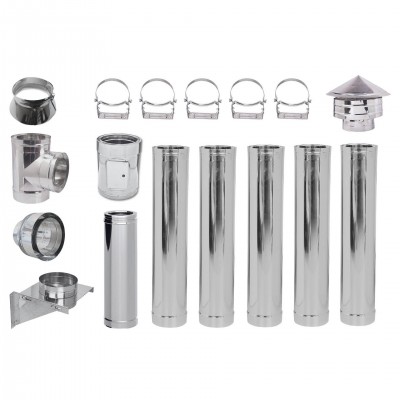 Twin Wall Flue System 200mm (8 inch), Insulated Stainless Steel, 6.7m - Product Comparison
