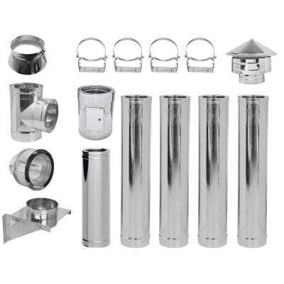 Twin Wall Flue System 200mm (8 inch), Insulated Stainless Steel, 5.7m - Product Comparison