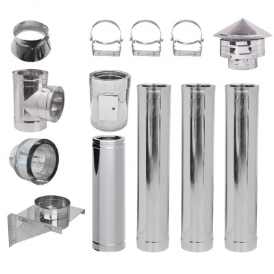 Twin Wall Flue System 200mm (8 inch), Insulated Stainless Steel, 4.7m - Product Comparison