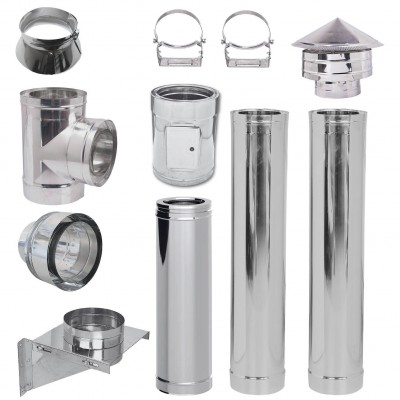 Flue kit Stainless steel Insulated Ф200 (inner diameter), 3.7m-11.7m - Chimney