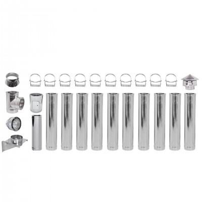 Twin Wall Flue System 300mm (12 inch), Insulated Stainless Steel, 11.7m - 12 inch (300mm) Flue Pipes – Ø300