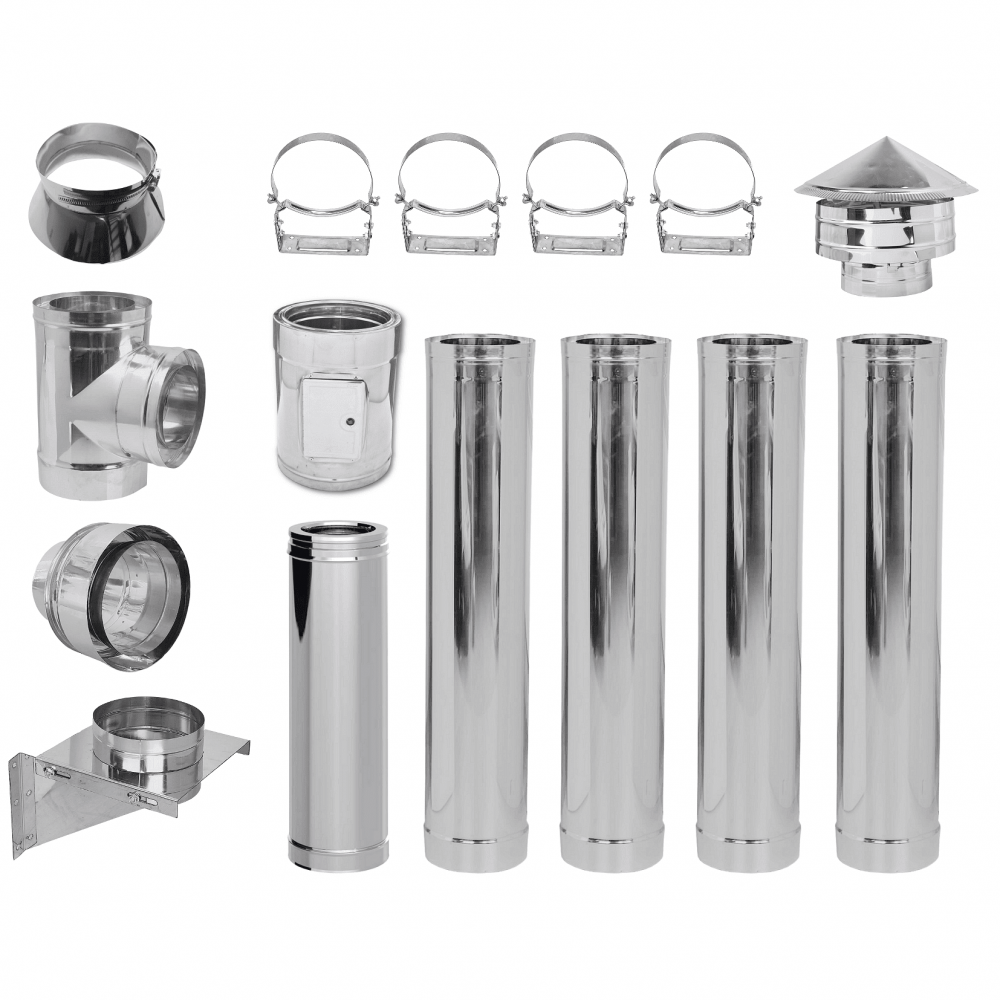 Flue kit Stainless steel Insulated Ф300 (inner diameter), 5.7m | Flue Kits | Chimney |