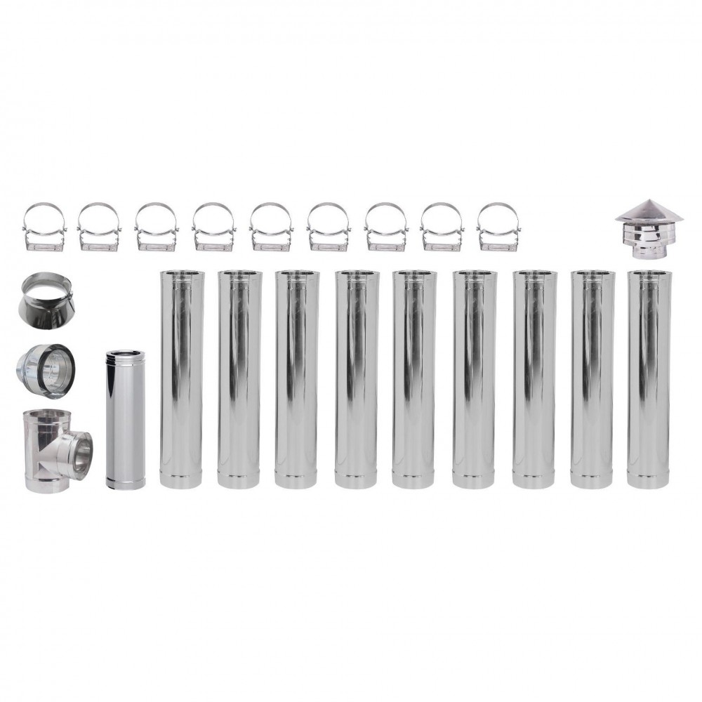 Flue kit for pellet stove, Stainless steel, Insulated, Ф80 (inner diameter), 10.7m | Flue Kits | Chimney |