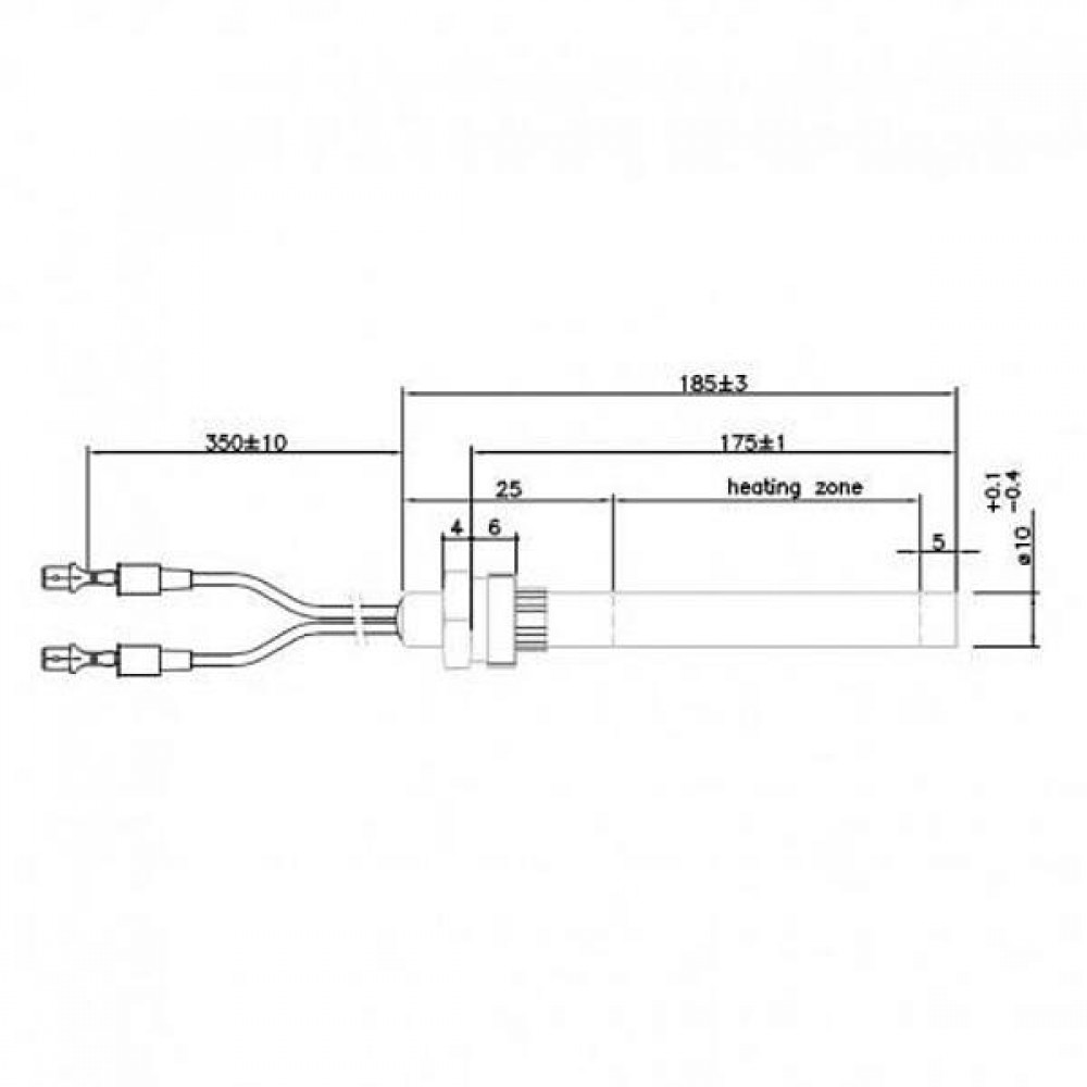 Heating element for pellet stoves total length 185 mm, 350W | Igniters / Resistors | Pellet Stove Parts |