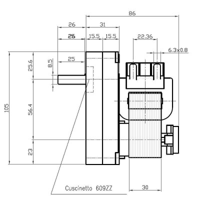 Pellet stove auger motor Kenta K9175051 for pellet stoves Deville, TMC, Edilkamin and others, 1.5RPM - Auger Motors for Pellet Stoves