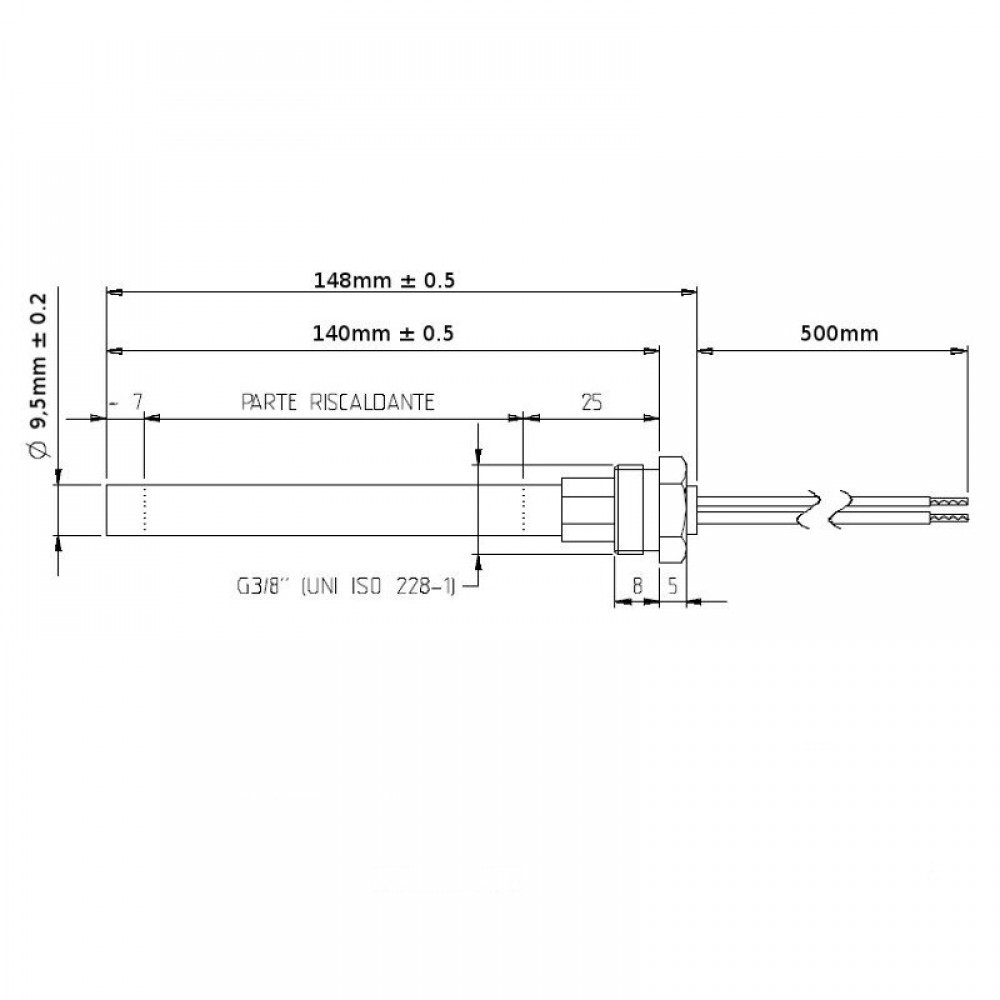 Heating element for pellet stove MCZ, RED and others, total length 148mm, 350W | Igniters / Resistors | Pellet Stove Parts |