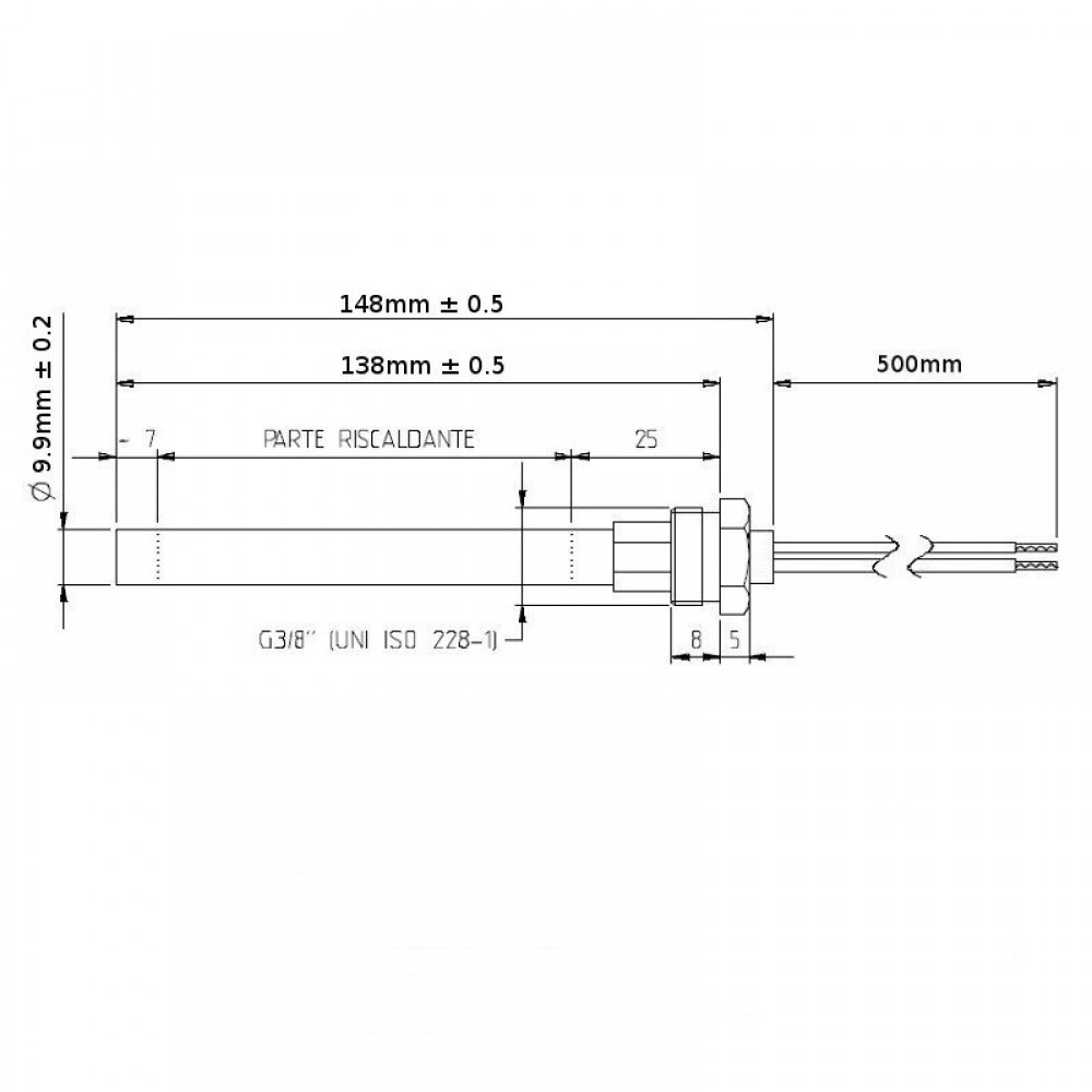 Heating element for pellet stove Prity, AMG, Cadel, Dielle, Kalon, Good Fire and others, total length 148 mm, 300W | Igniters / Resistors | Pellet Stove Parts |