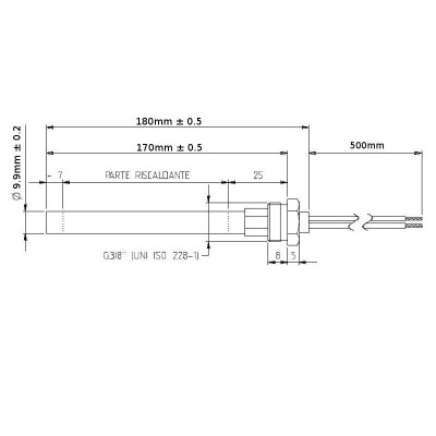 Igniter / Heating element for pellet stoves Olivieri, Laminox and others, total length 180mm, 300W - Product Comparison