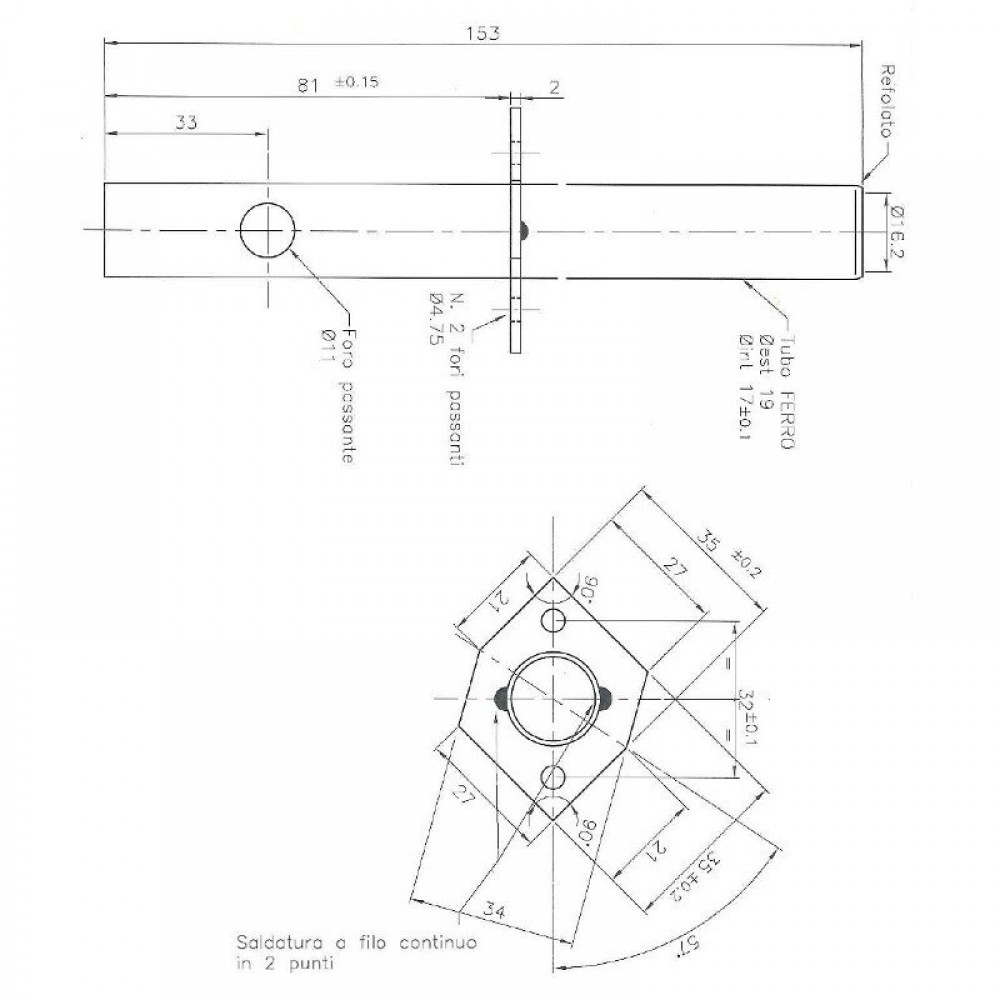 Heating element for pellet stoves Enviro with air-canalizing tube, total length 153mm, 230W | Igniters / Resistors | Pellet Stove Parts |