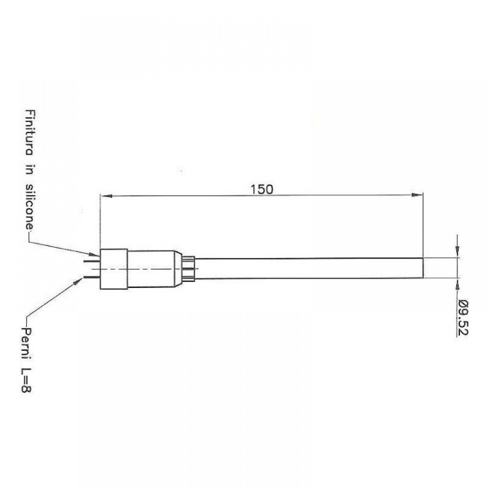 Heating element for pellet stoves Enviro with air-canalizing tube, total length 153mm, 230W | Igniters / Resistors | Pellet Stove Parts |