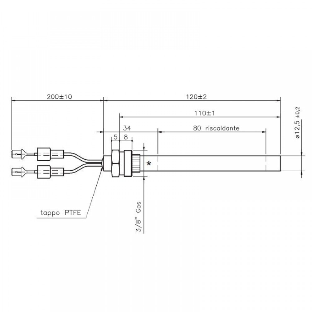 Heating element for pellet stoves Girolami, total length 120mm, 235W | Igniters / Resistors | Pellet Stove Parts |