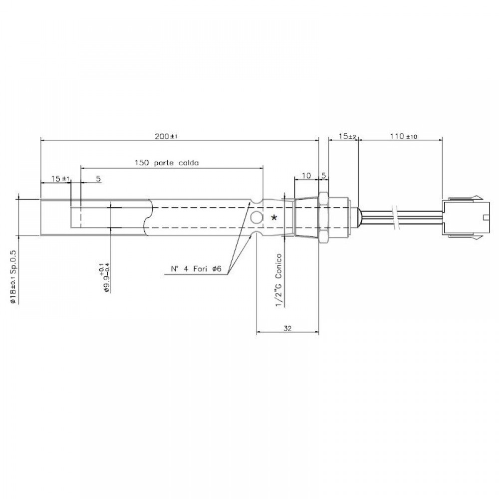 Heating element for pellet burner Ferroli and others, total length 190mm, 350W | Igniters / Resistors | Pellet Burner Parts |