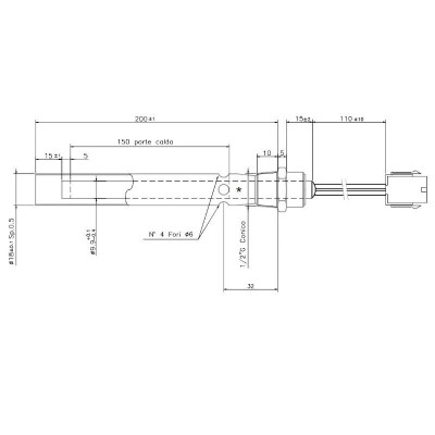 Heating element for pellet burner Ferroli and others, total length 190mm, 350W - Igniters / Resistors
