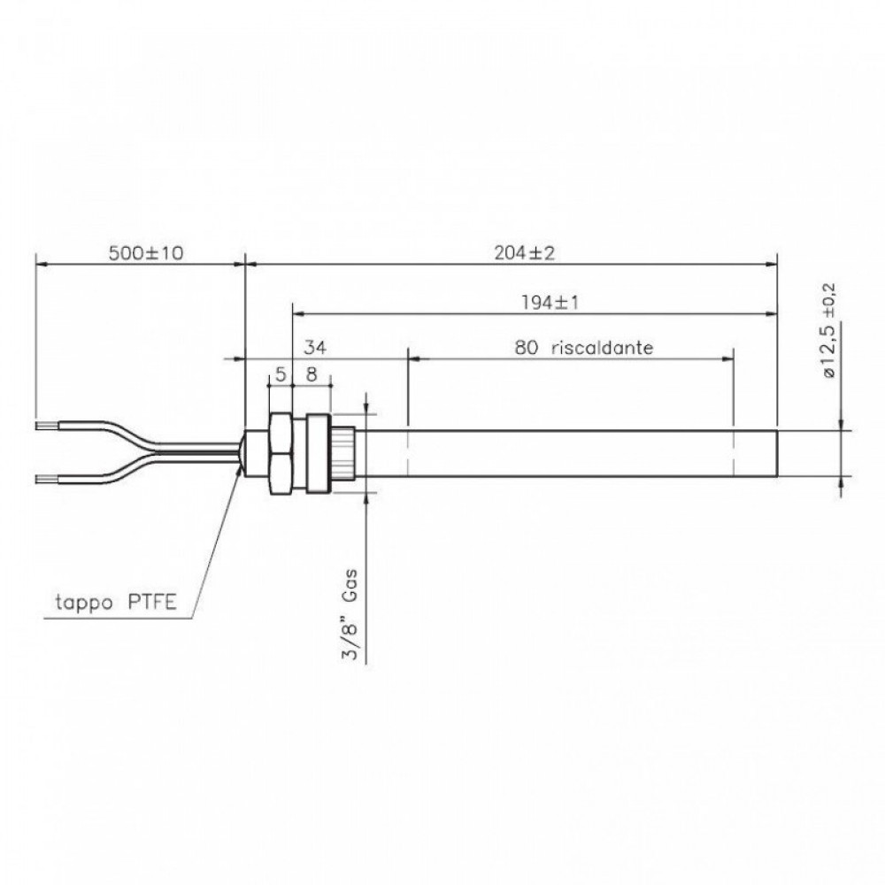 Heating element for pellet stoves, total length 204mm, 420W | Igniters / Resistors | Pellet Stove Parts |
