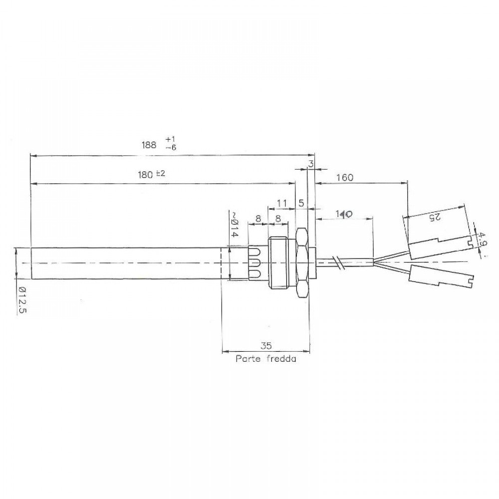 Heating element for pellet stoves Palazzetti and others, total length 188mm, 350W | Igniters / Resistors | Pellet Stove Parts |