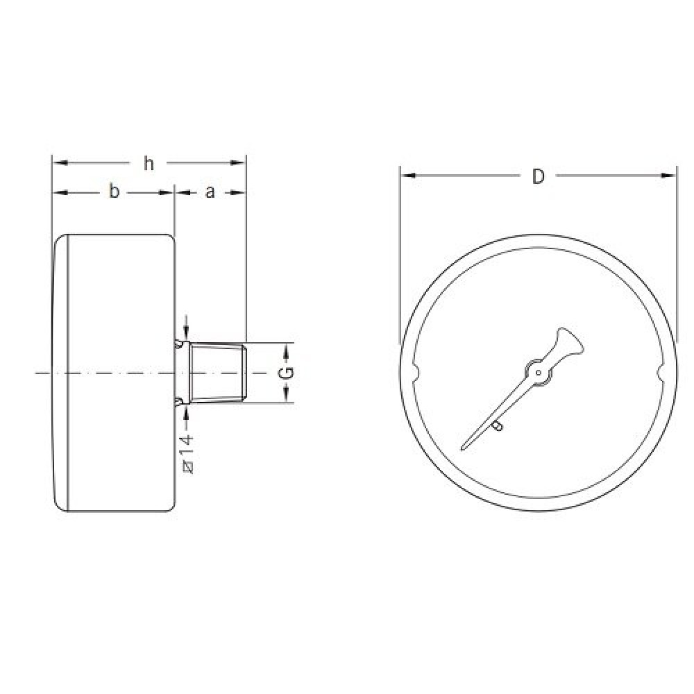 Axial manometer Cewal, Rear connection | Thermometers/Manometers | Control Devices |