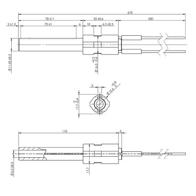 Ceramic Igniter / Heating element for pellet stoves BURNiT, Palazzetti and others, total length 113mm, 260W - 