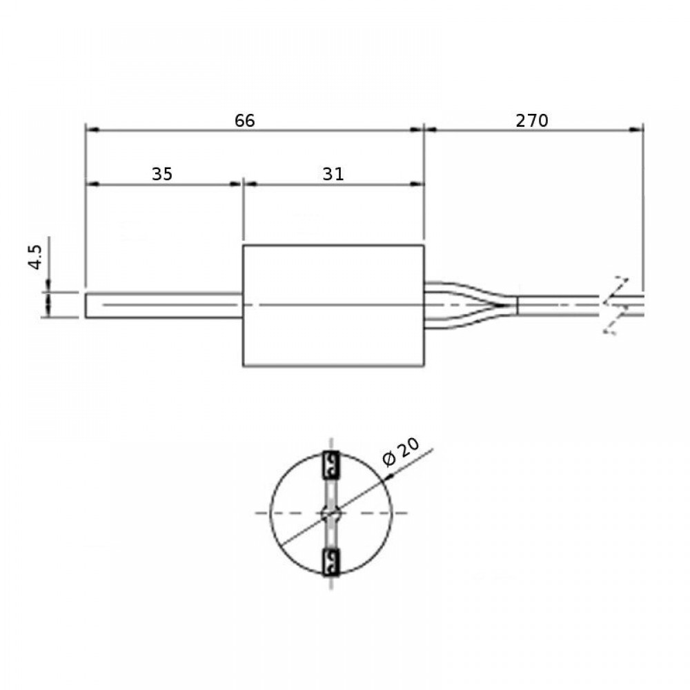 Low-voltage heating element for pellet stoves,  total length 66mm, 90 - 100W to 24 Volt AC | Igniters / Resistors | Pellet Stove Parts |
