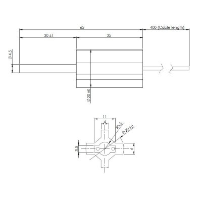 Low-voltage Igniter / Heating element for pellet stoves Eco Spar, BURNiT, total length 65mm, 95W to 24V - Igniters / Resistors for Pellet Stoves