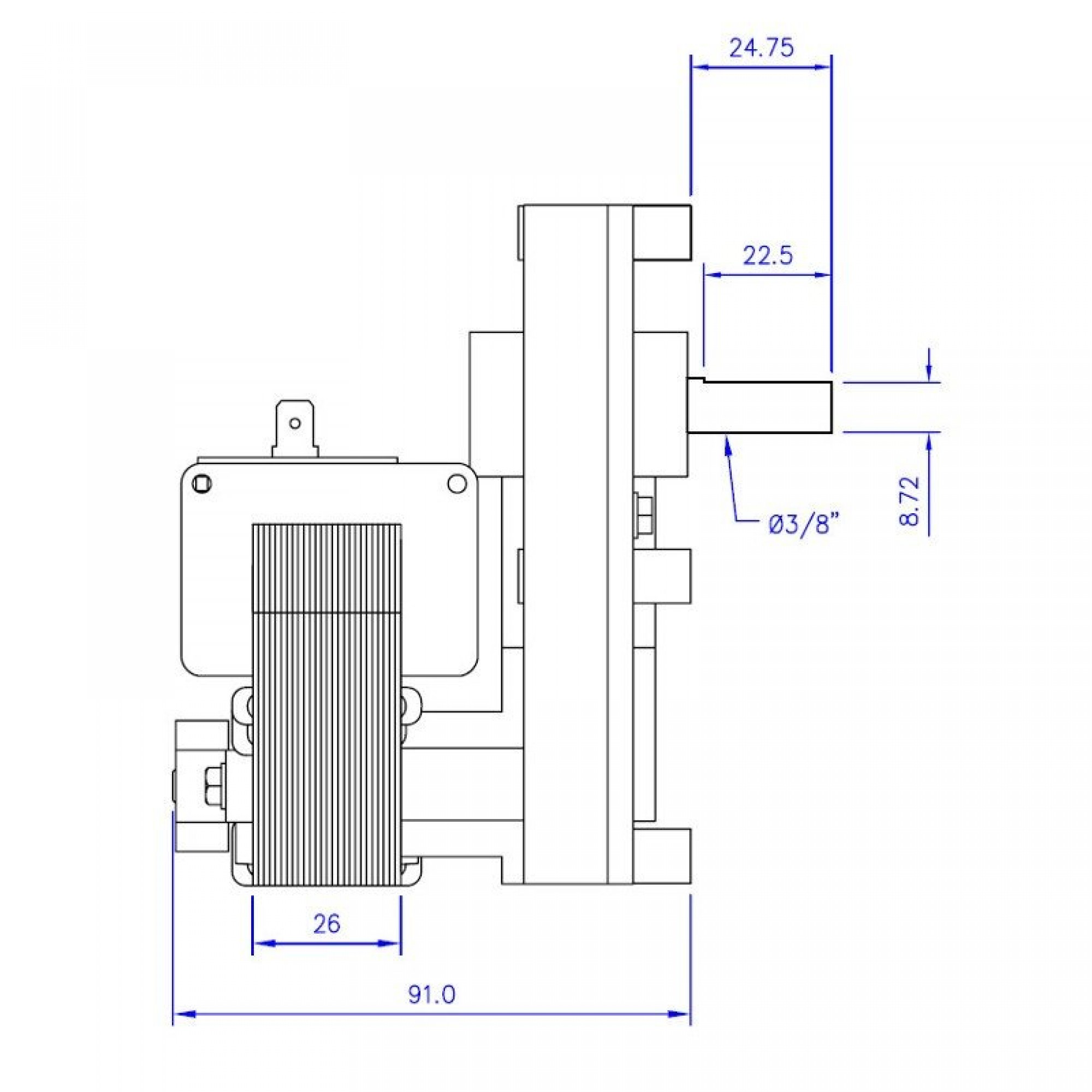 Mellor FB1187 Pelletofen Motor - 2 U/min 25mm Für Nordica Lincar Kaminöfen