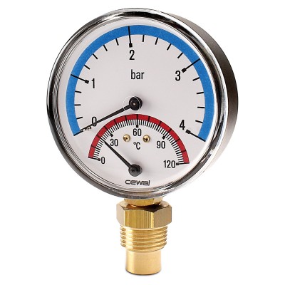 Axial thermomanometer Cewal, Bottom connection - Control Devices