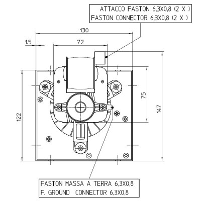 Tangential fan Fergas for pellet stoves Cadel and others with Ø80 mm, Flow 305 m³/h - Fergas