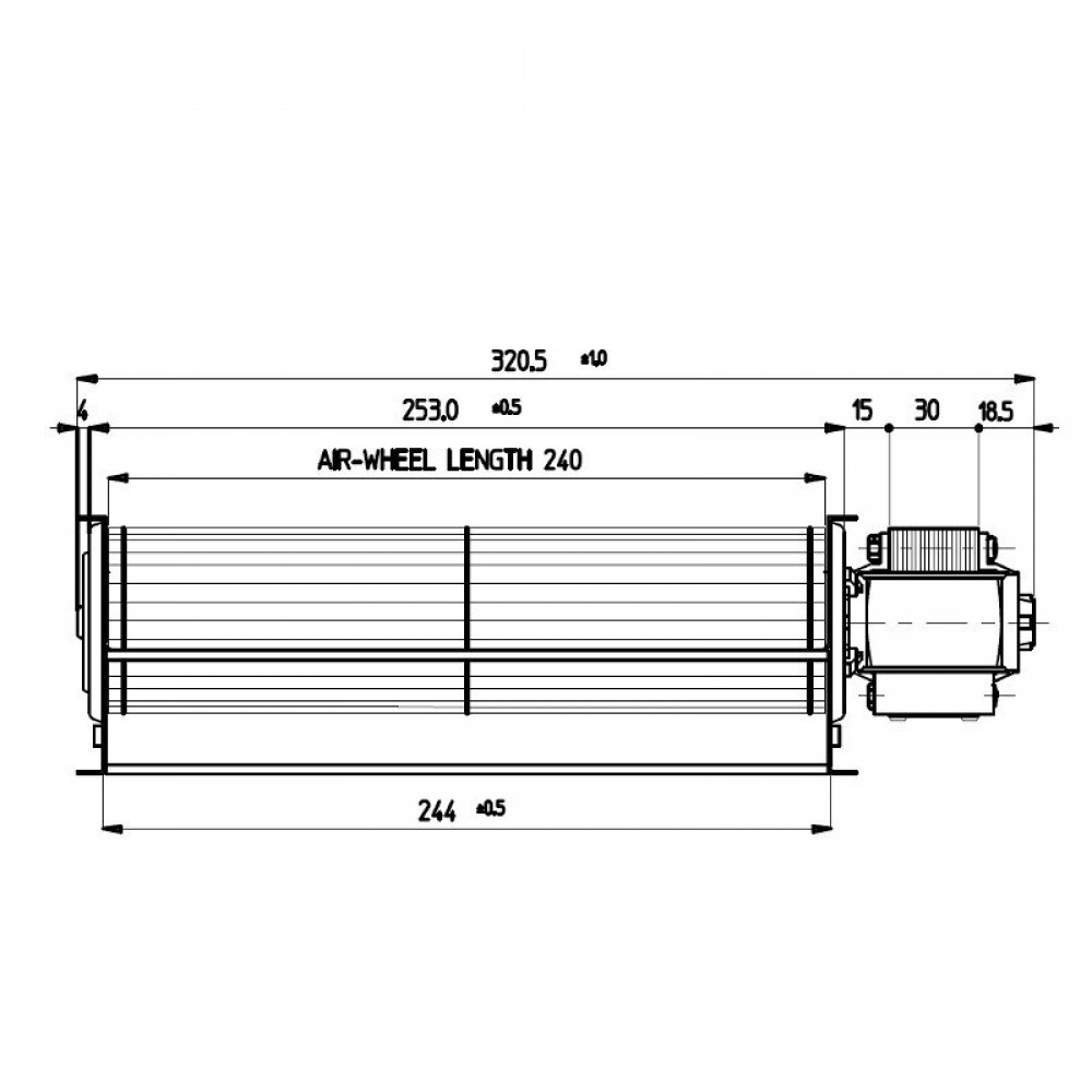 Tangential fan Fergas for pellet Ecoteck, Karmek One, Ravelli and others with Ø60 mm, Flow 220 m³/h | Fans and Blowers | Pellet Stove Parts |