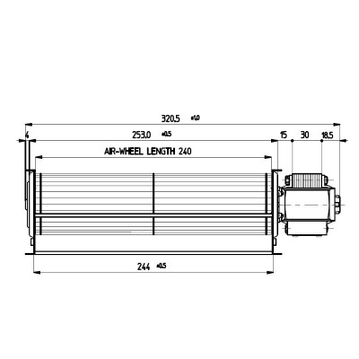 Tangential fan Fergas for pellet Ecoteck, Karmek One, Ravelli and others with Ø60 mm, Flow 220 m³/h - Product Comparison
