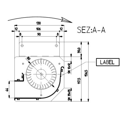 Tangential fan for pellet stoves Edilkamin and others with Ø80 mm, Flow 485 m³/h - Fergas