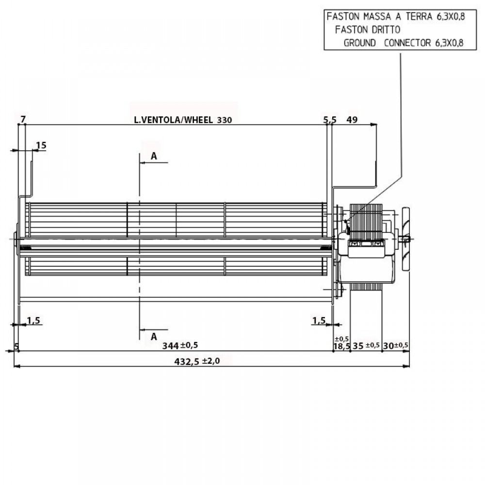 Tangential fan for pellet stoves Edilkamin and others with Ø80 mm, Flow 485 m³/h | Fans and Blowers | Pellet Stove Parts |