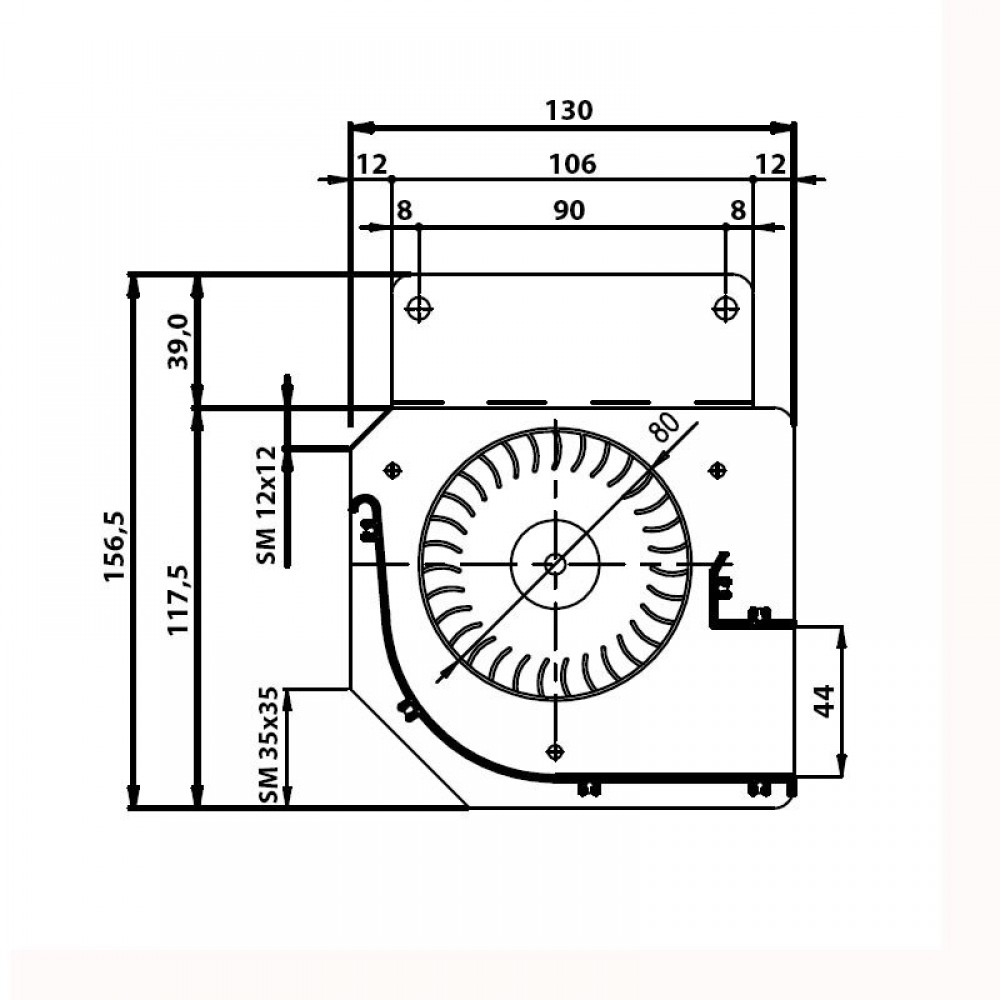Tangential fan  Fergas for pellet stoves Edilkamin and others with Ø80 mm, Flow 410 m³/h | Fans and Blowers | Pellet Stove Parts |