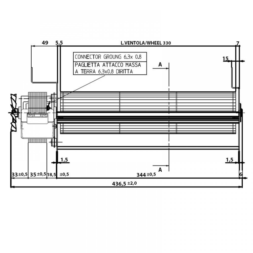 Tangential fan  Fergas for pellet stoves Edilkamin and others with Ø80 mm, Flow 410 m³/h | Fans and Blowers | Pellet Stove Parts |