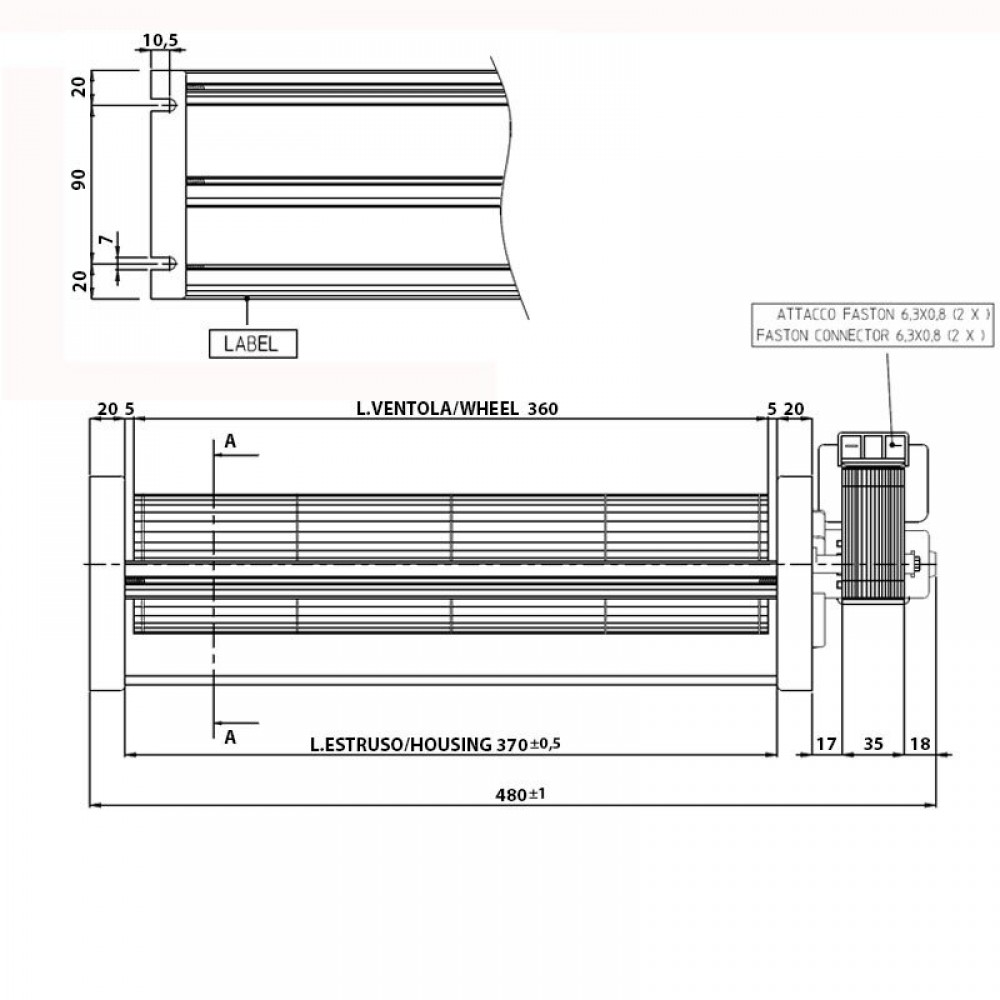 Tangential fan for pellet stoves with Ø80 mm, Flow 251-302 m³/h | Fans and Blowers | Pellet Stove Parts |