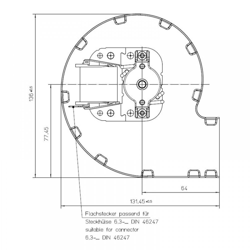 Centrifugal fan EBM for pellet stoves, flow 95 m³/h | Fans and Blowers | Pellet Stove Parts |