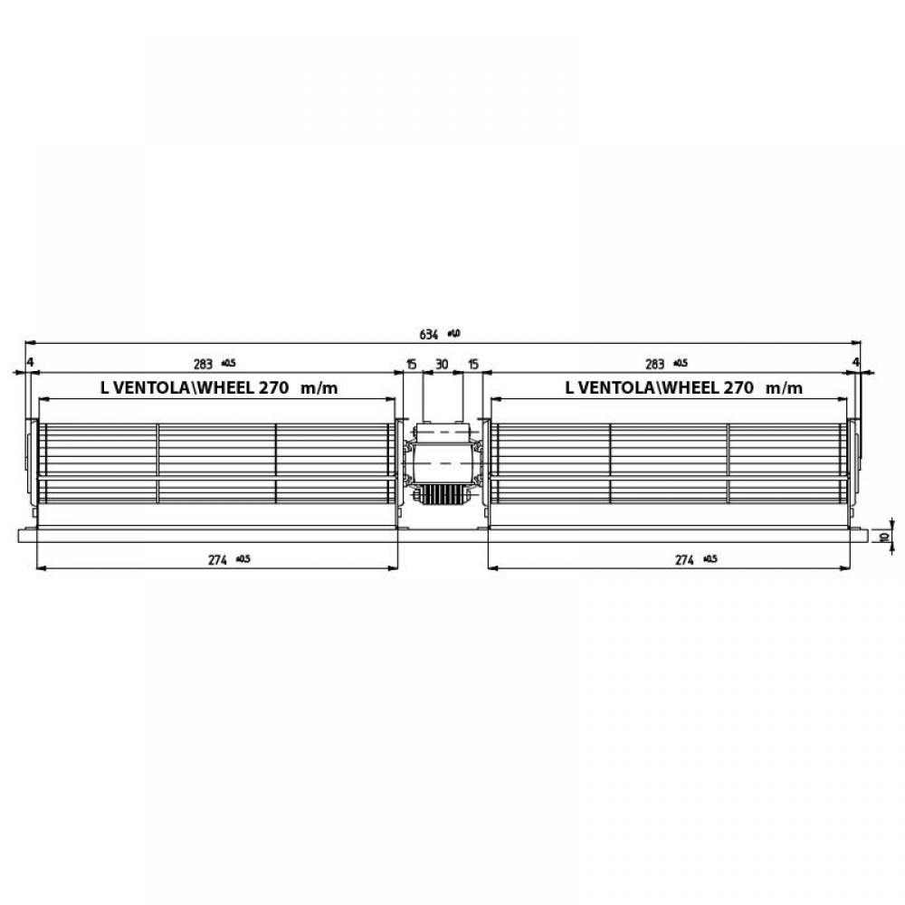 Double cross-flow fan Fergas for pellet stoves, Ø60 mm, flow 248 m³/h | Fans and Blowers | Pellet Stove Parts |