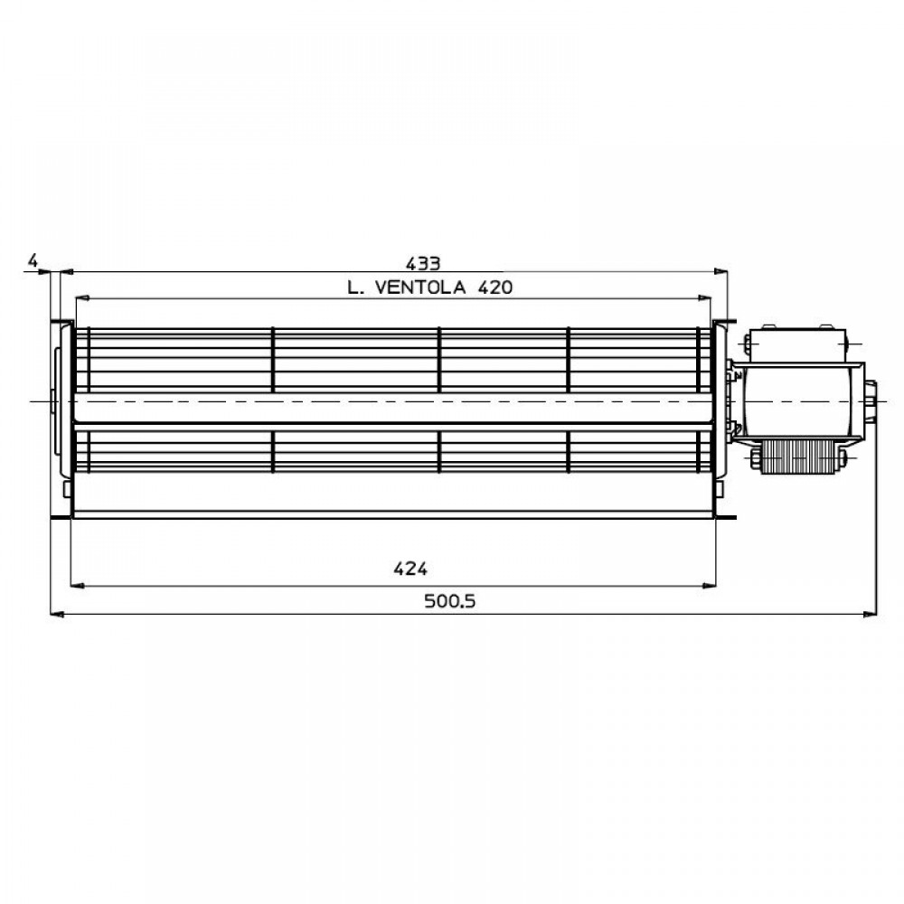 Tangential fan Fergas for pellet stoves Deville with Ø60 mm, Flow 280 m³/h | Fans and Blowers | Pellet Stove Parts |